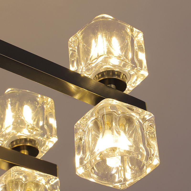 Contemporary Island Light Fixture Crystal Cube Island Lights for Kitchen