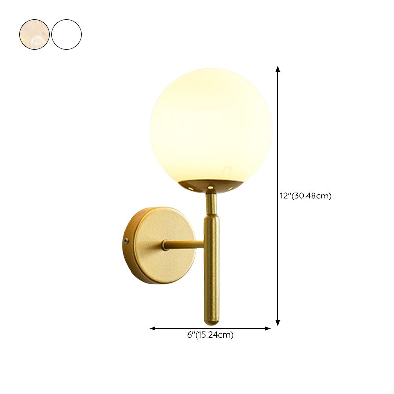 Modern Metal Wall Sconce Ball Shape Wall Light with Glass Shade for Living Room