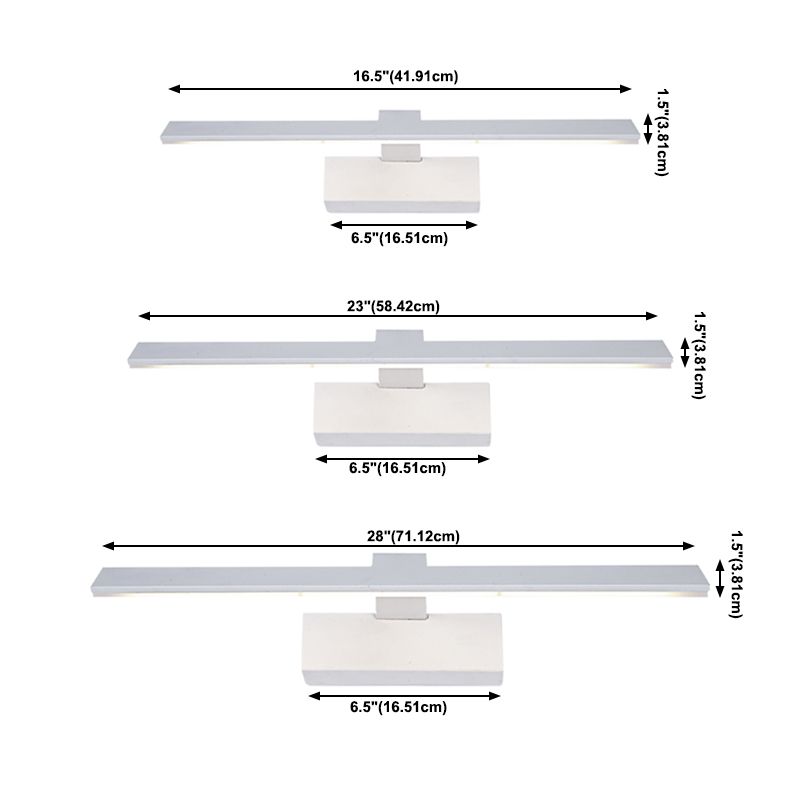 Linear Metal Wall Sconce Modern 1 Light Mirror Wall Mount Light Fixture in White