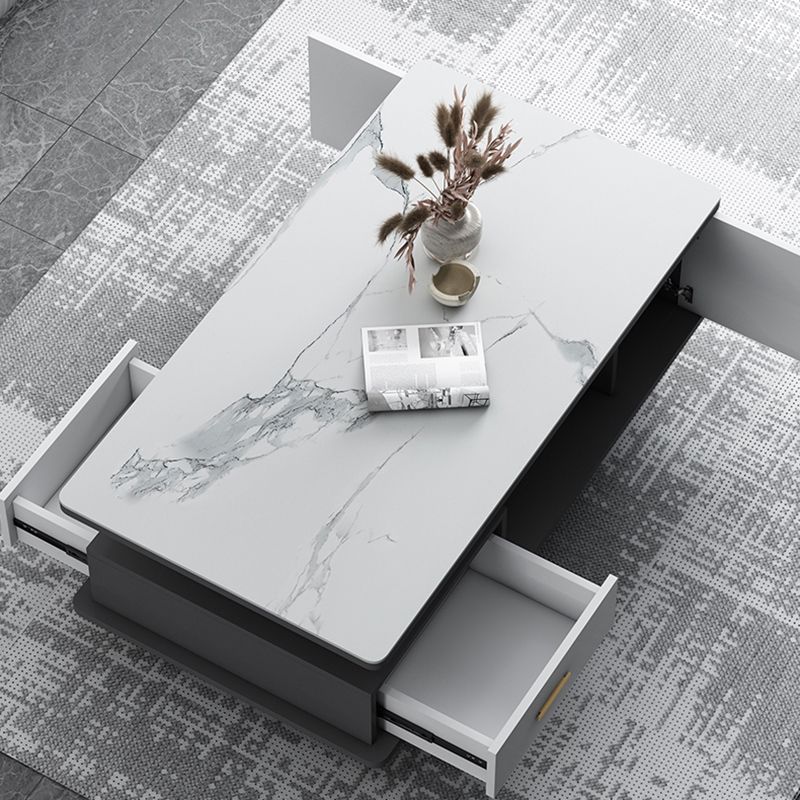 4 Legs Base Design Wood-based Material Square Grey/white Coffee Table