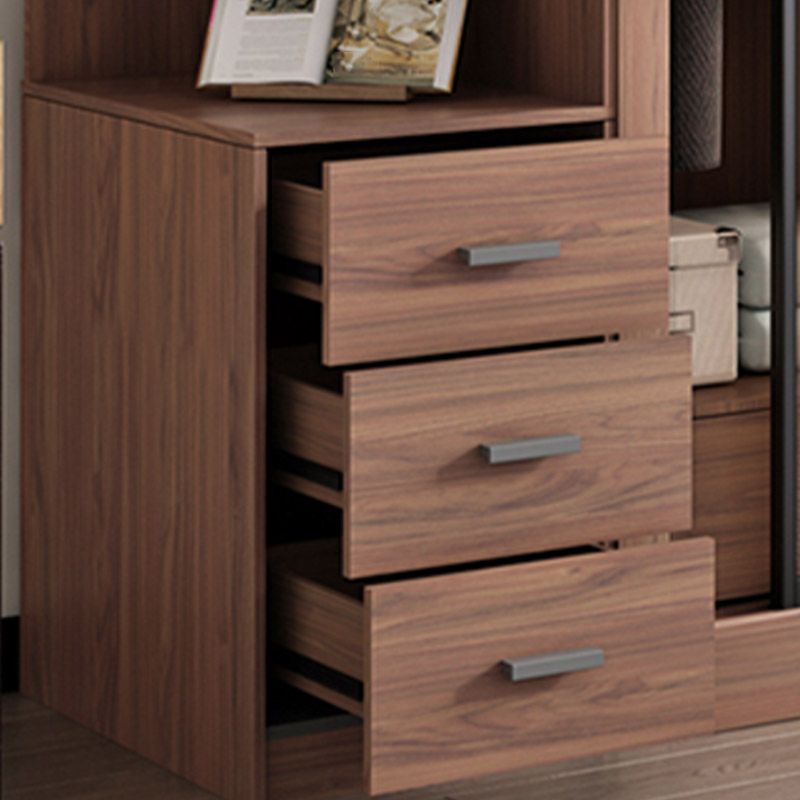 Brown Engineered Wood Wardrobe Armoire Modern Wardrobe Closet