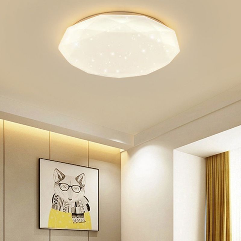 LED Modern Metal Flush Mount Polygon Shape Ceiling Lamp with Acrylic Shade for Living Room