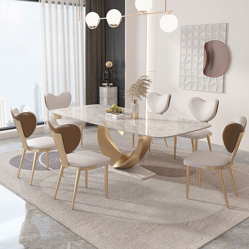 Glam Style Sintered Stone Dining Set Rectangle 1/2/4/5/7/9 Pieces Dining Set