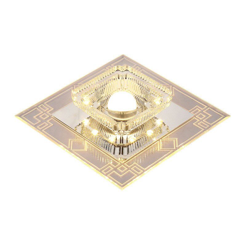 Crystal Squared LED Flush Mount Modern Clear Flushmount Ceiling Light for Entryway