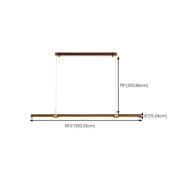 Linear Iron 1 - Light Kitchen Island Light in Walnut and Gold Finish LED Ceiling Pendant