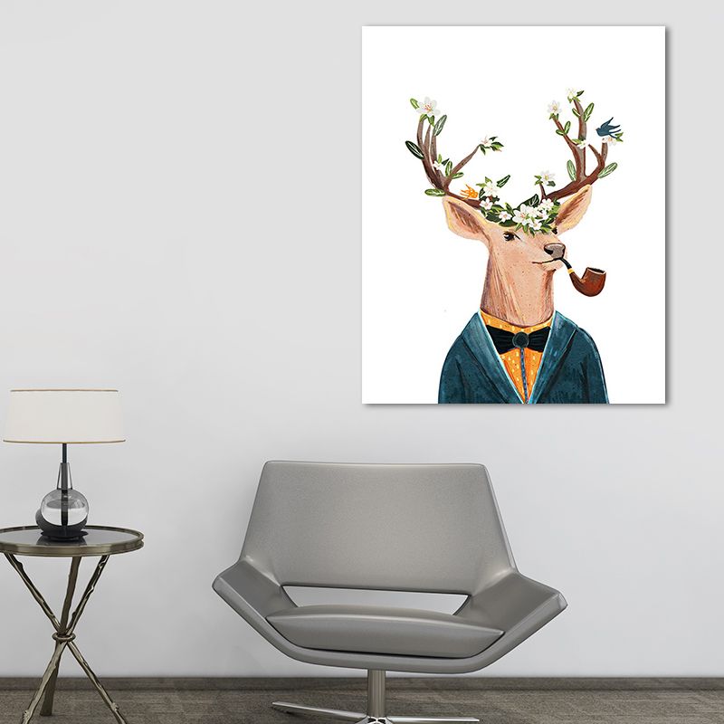 Hirschgemälde, zeitgenössisch, dekorativ für das Wohnzimmer, bunter Kunstdruck