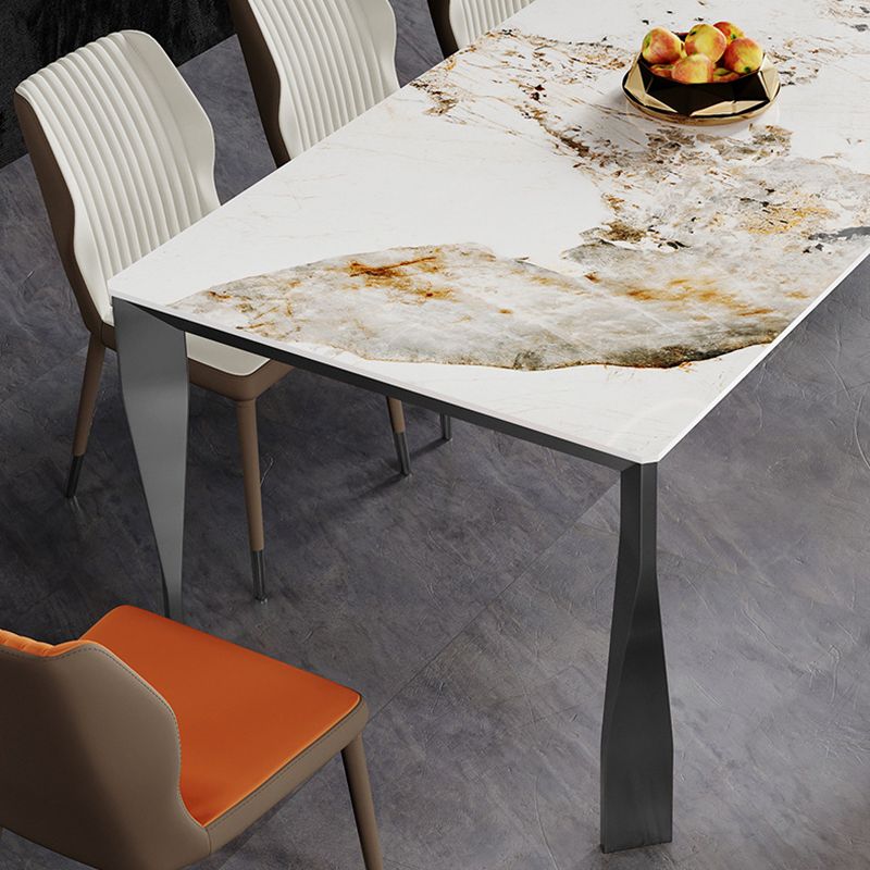 Modern Style Dining Table Sintered Stone Dining Rectangle Table with Metal Legs for Home