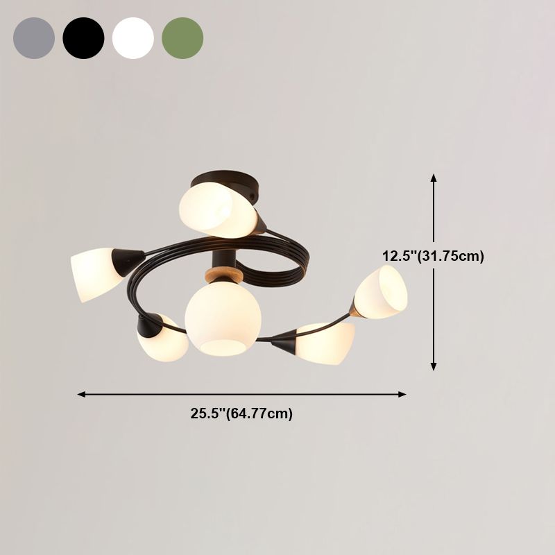 6-lichts kroonluchter licht Macron glazen hanglamp voor woonkamer