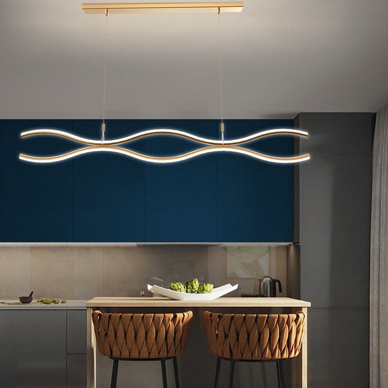 2 Light Linear Island Chandelier Modern Pendant Lighting Metal Island Lights