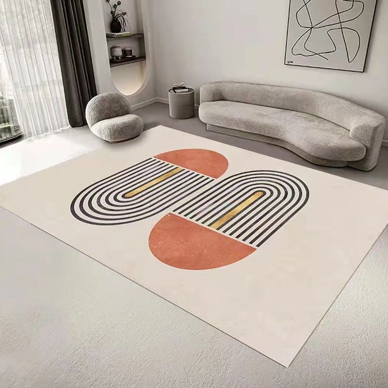 Grey Color Block Rug Polyester Nordic Rug Washable Rug for Drawing Room