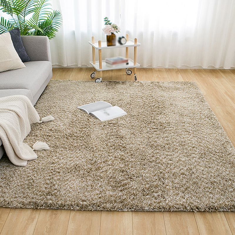 Brown Modern Carpet Solid Color Polyester Rug Easy Care Washable Rug for Living Room