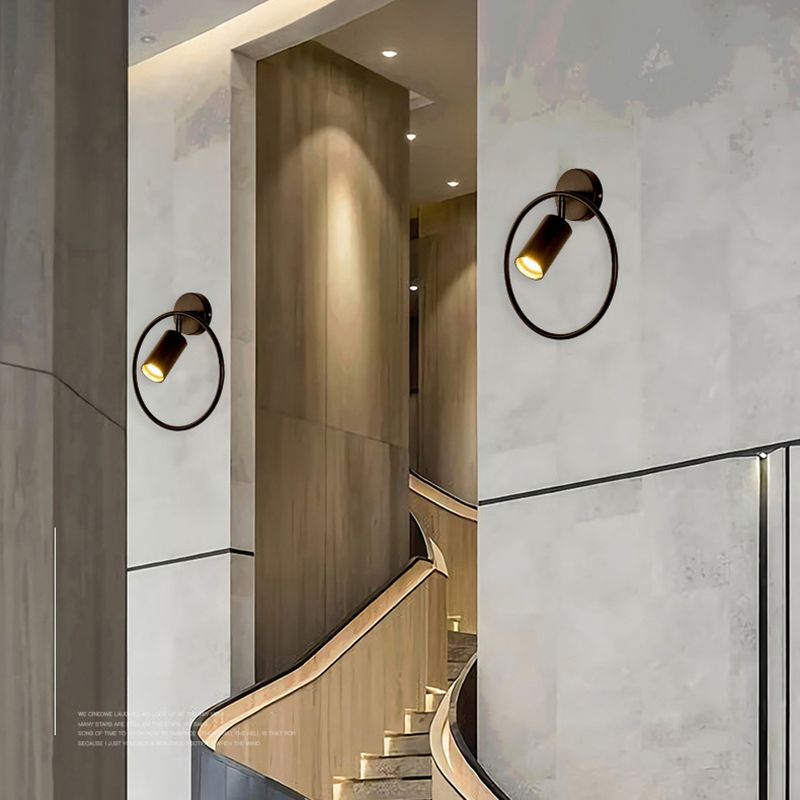 Cylindrical Metal Spotlight Wall Sconce Nordic Style Simplicity Bedside Reading Light for Bedroom