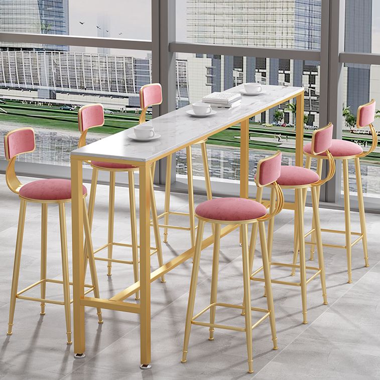 Glam Style Rectangle Bar Table 1/2/7 Pieces Faux Marble Counter Table