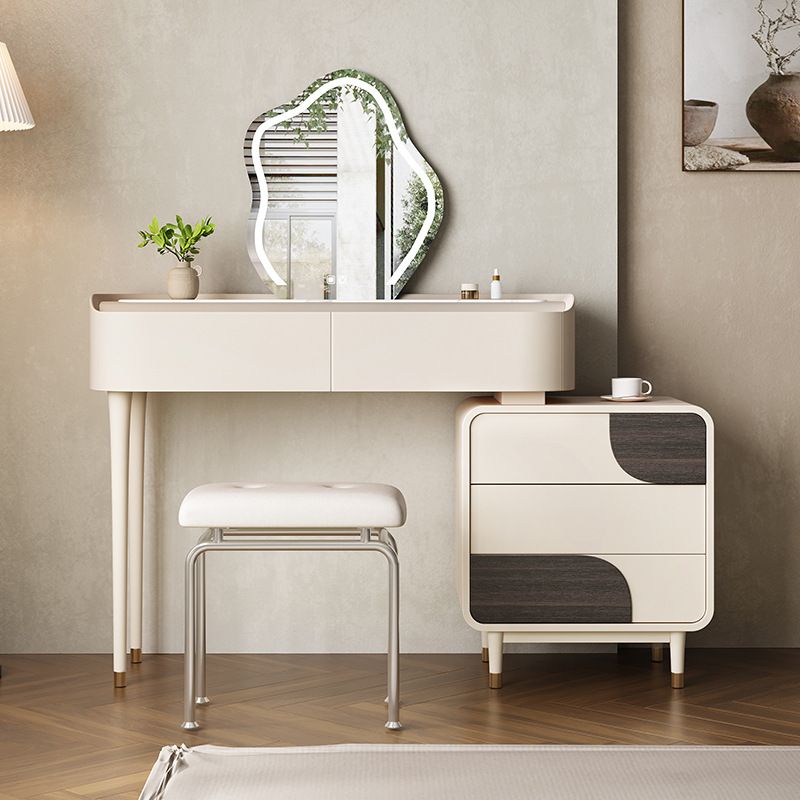White Wooden Make-up 15.74" Wide Vanity Makeup Vanity Desk Table with 2/5 Drawers