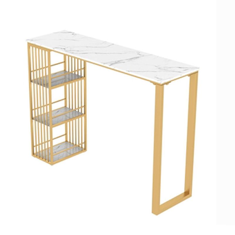 1/3/5 Pieces Glam Iron Bar Table Set Rectangle Faux Marble Top Bistro Set with Shelf