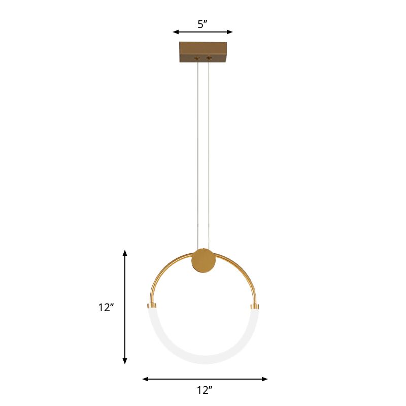Acrylic Circular Chandelier Lamp Nordic 1/3 Bulbs Gold Pendant Lighting Fixture in Warm/White Light