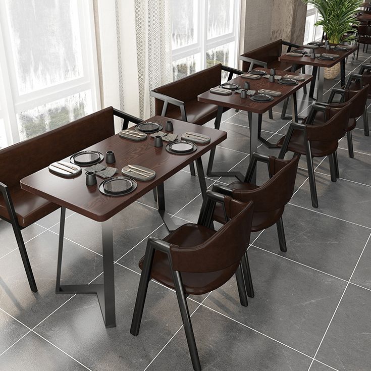 Industrial Wooden Dinner Room Kitchen Table Brown Table with Black Frame for Dining Room