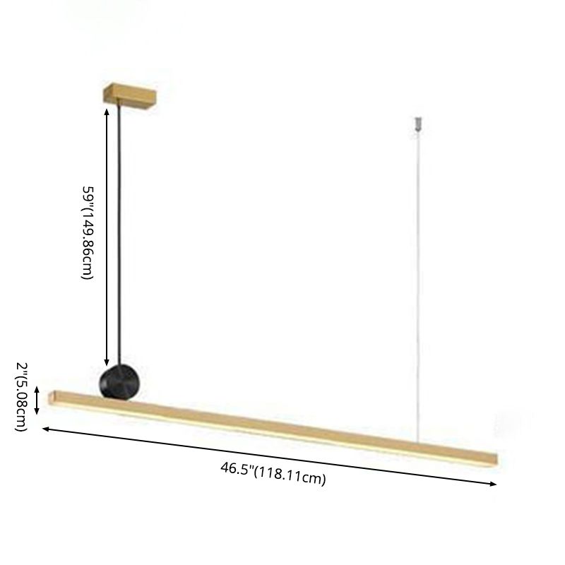 Simplicidad de latón Línea recta Led Island Light Nordic Style Cocina Bar de iluminación de iluminación en luz cálida