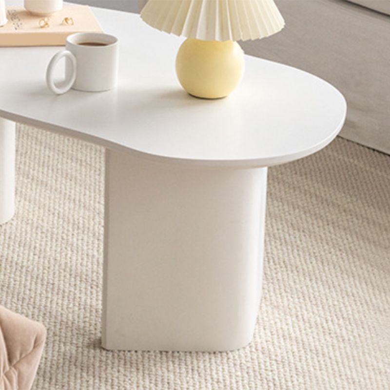 Scandinavian White Cocktail Table with Free Form Top in Solid Wood