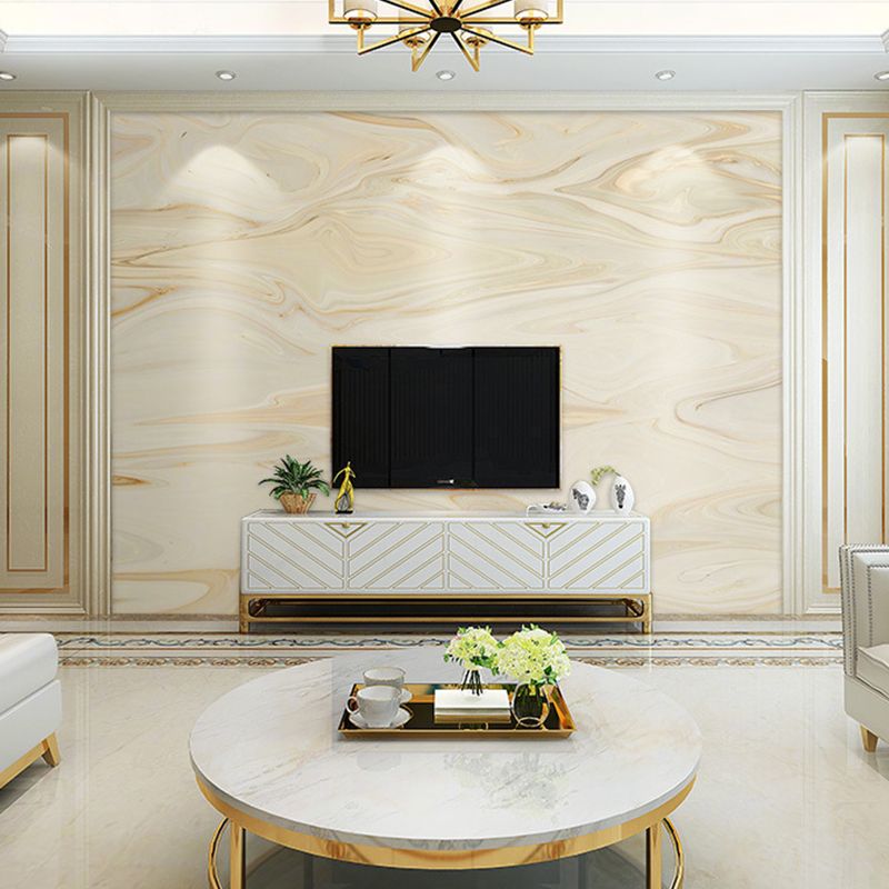 Photo Style Mural Wallpaper Full Size Wall Decor in Yellow and White for Living Room, Custom-Printed