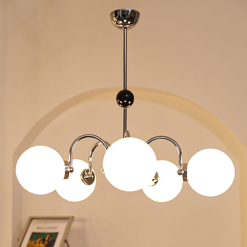 Luci a sospensione sferica Moderna luce a sospensione con soffitto in vetro bianco per camera da letto