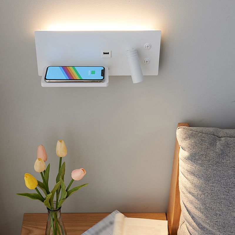 2 Lights Square Reading Wall Lighting Modern Style Metal Wall Mounted Light Fixture