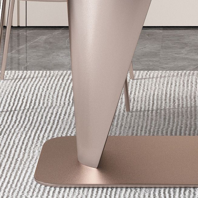 Glam Rectangle Dining Table Sintered Stone Table with Metal Base for Kitchen