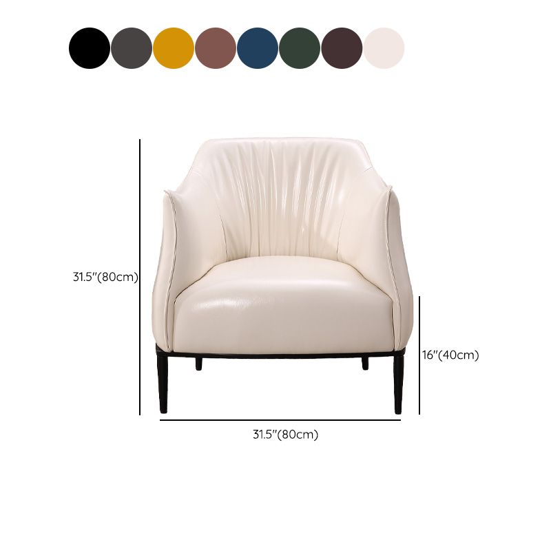 Contemporary Faux Leather Accent Chair Fixed Back Barrel Accent Chair