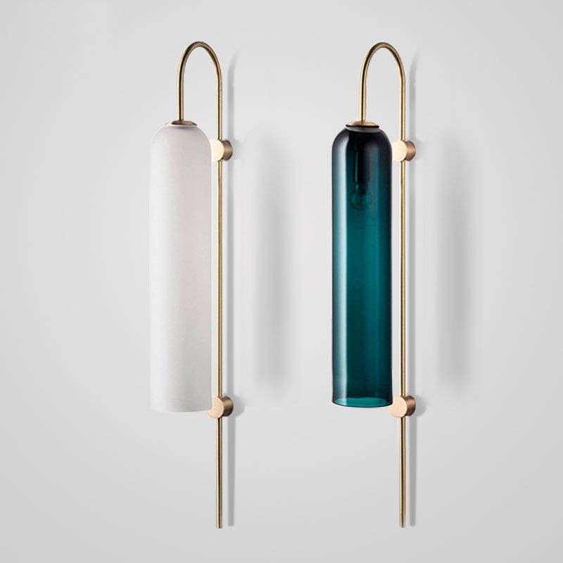 30" H Long Column Shaped Glass Wall Lamp Nordic Style Minimalism Lighting Fixture for Living Room Hallway