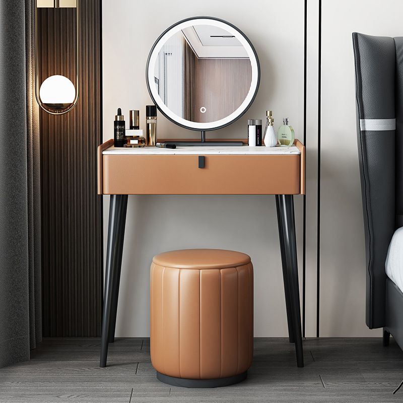 Modern 29.52 " H Slate Top Makeup Table with Drawers Vanity Stool