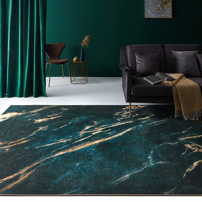 Yellow and Green Abstract Rug Chenille Modern Rug Pet Friendly Washable Non-Slip Area Rug for Living Room