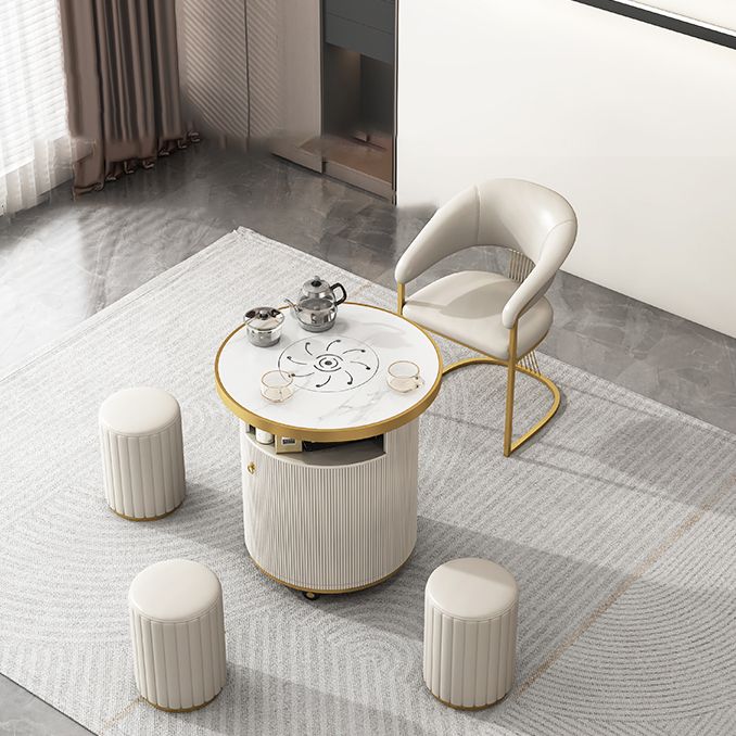 Glam Kitchen Side Chair Gold Base Open Back Dining Arm Chair