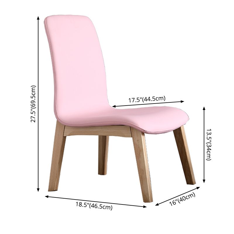 Scandinavian Style Ash Wood Dining Side Chair Solid Back Armless Chair for Home Use