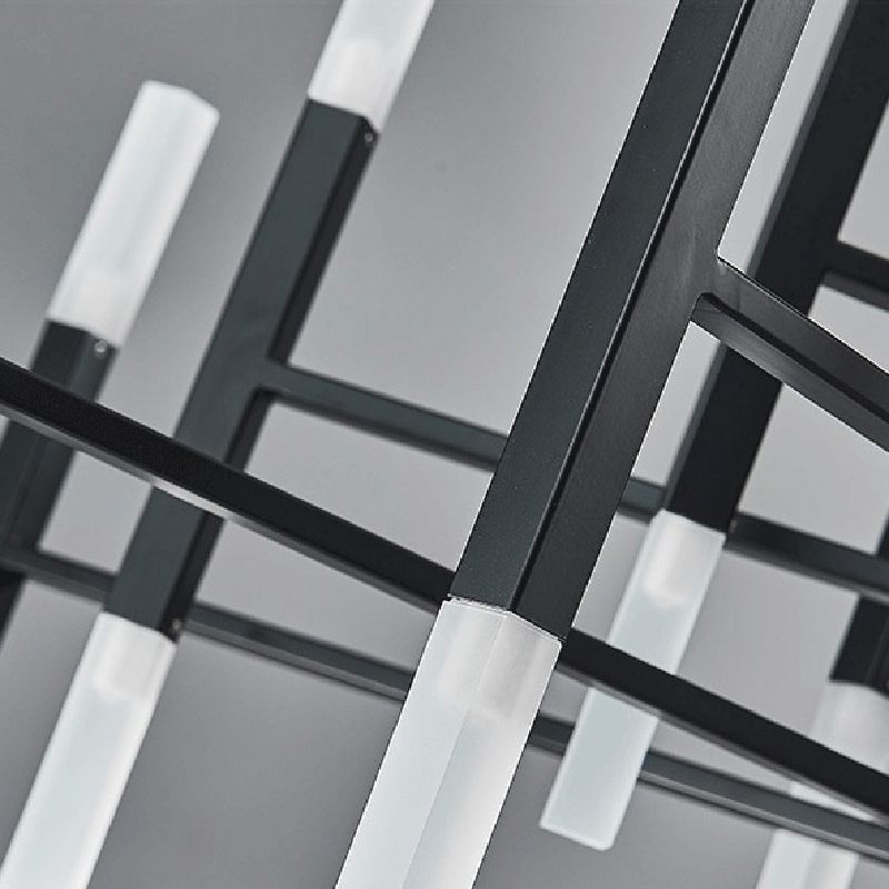 Modern Luxury Linear Pendant Light Electroplate Metal Chandelier with Acrylic Shade