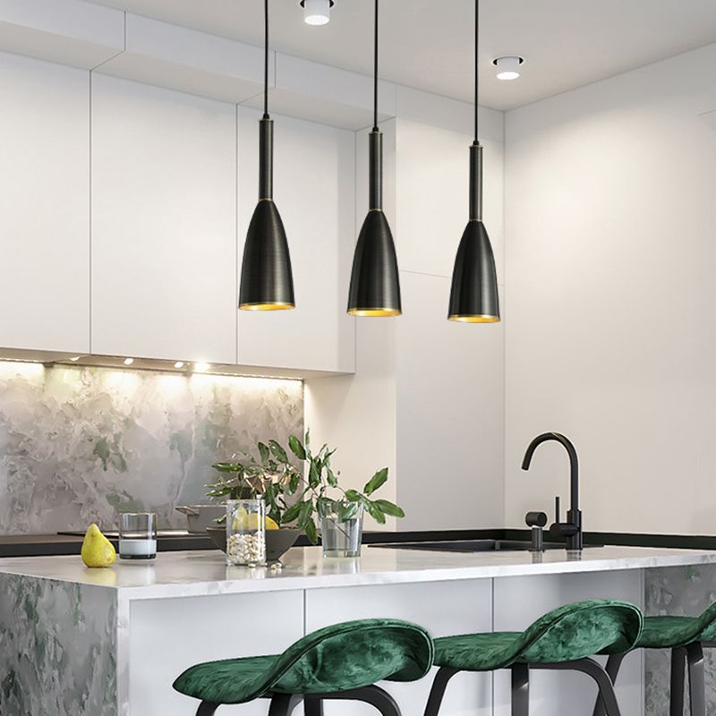 Metal Bell Pendant Lighting Fixture Postmodern Ceiling Hang Light for Dining Room