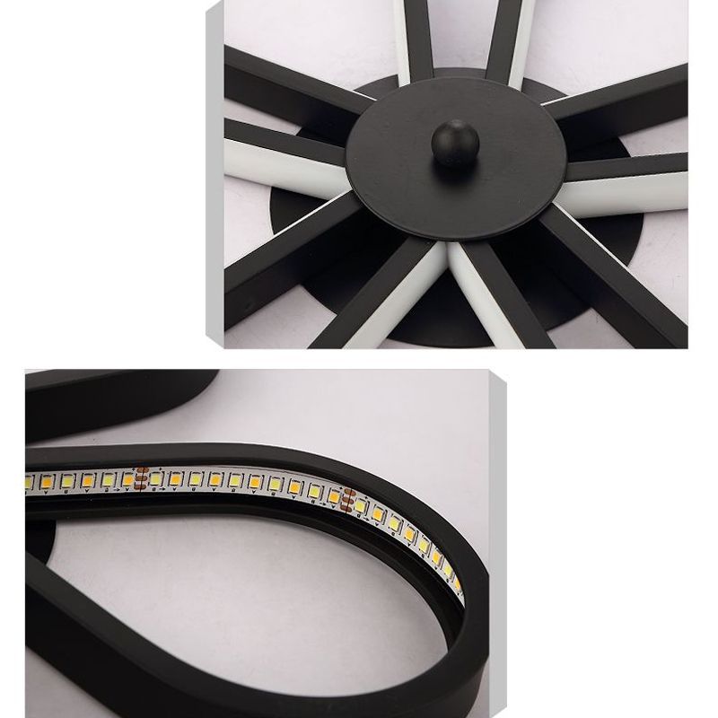 Black Flower Ceiling Flush Light Minimalistic Metal LED Semi Mount Lighting for Corridor