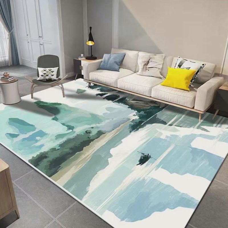 Abstrakter Aquarell-Teppich, rechteckig, schmutzabweisender Teppich für Heimdekoration