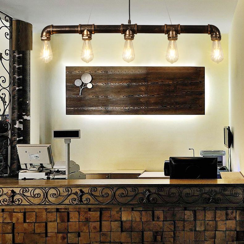 Metal Bare Bulb Island Lighting Freeture Style Industrial Restaurant Isola Penderant Light