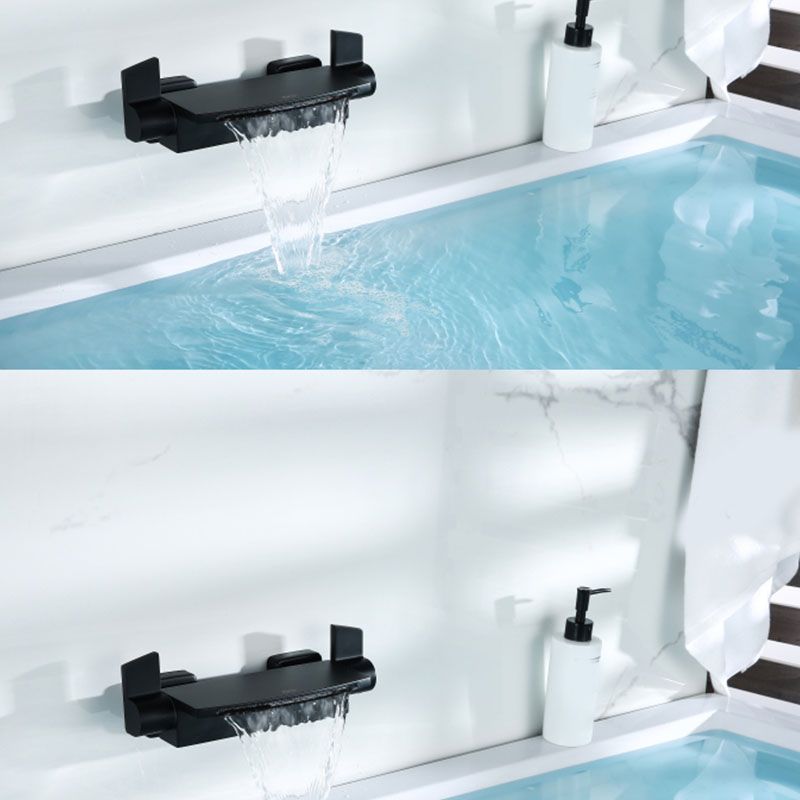 Wall Mounted Metal Tub Filler Double Handles Waterfall Faucet