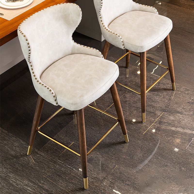 Low Back Dining Stools Bucket Armless Bar Stools with Wood Base