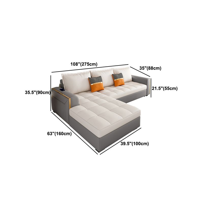 Stain Resistant Sofa Bed USB Charging Convertible Sectional with Storage