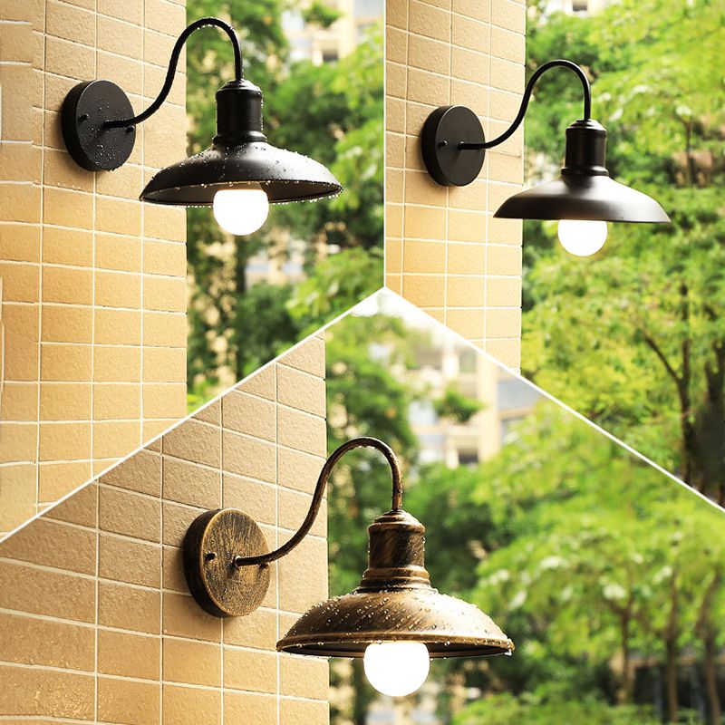 Metal Dome Shape Wall Light Industrial Waterproof Wall Sconce for Outdoors