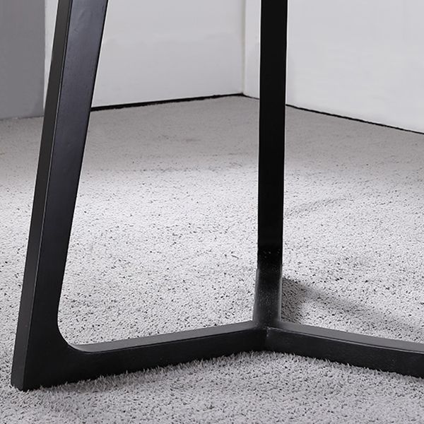 Black Table with Ash Wood Frame Modern Round Dining Table for Home