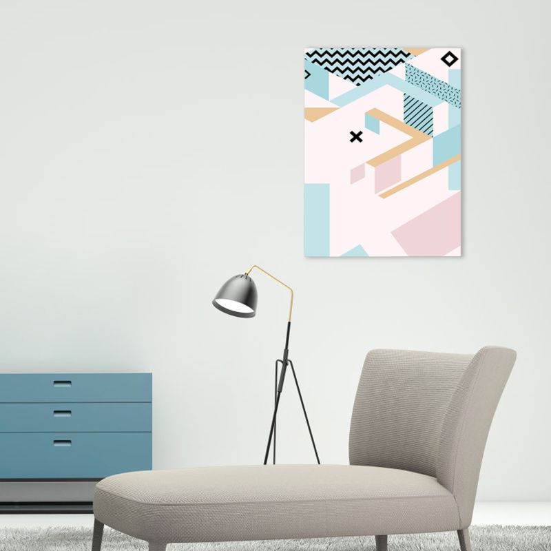 Toile d'art géométrique, décoration murale texturée scandinave de couleur pastel pour chambre d'amis