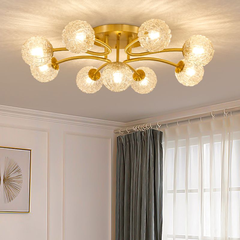 Ball Shape Glass Flush Light Modern Style Multi Lights Flush Mount Fixture