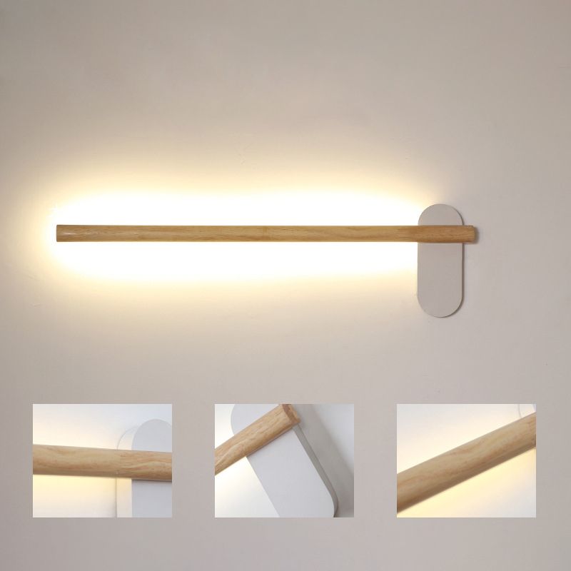 Wooden Round Bar Wall Mounted Vanity Light Nordic Style Vanity Fixture for Bathroom