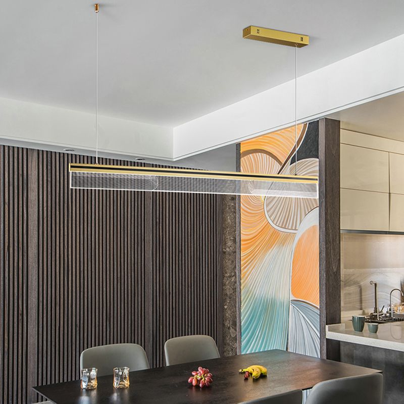 Modern Style Linear Shape Island Light Metal 1 Light Pendant Light in Gold