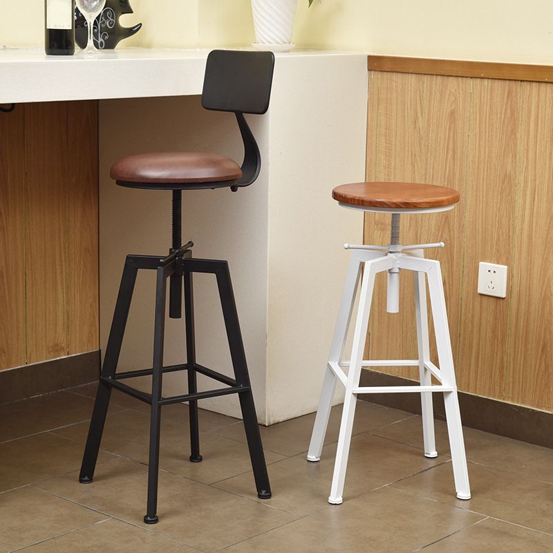 Industrial Metal Bar Stool Swivel Adjustable Height Patio Bar Stool