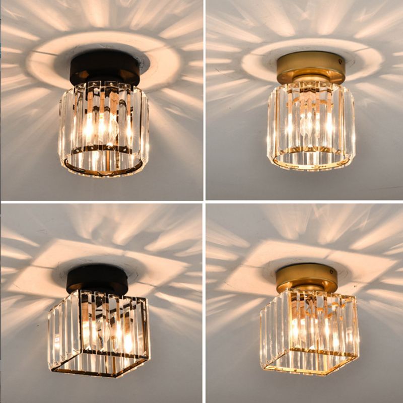 Modern Crystal Ceiling Lamp Geometric Flush Mount Light Fixture for Bedroom