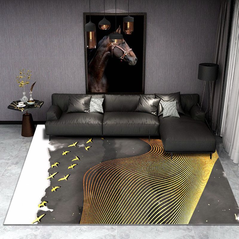 Abstract Painting Rug Polyester Area Rug Washable Carpet for Living Room, Office